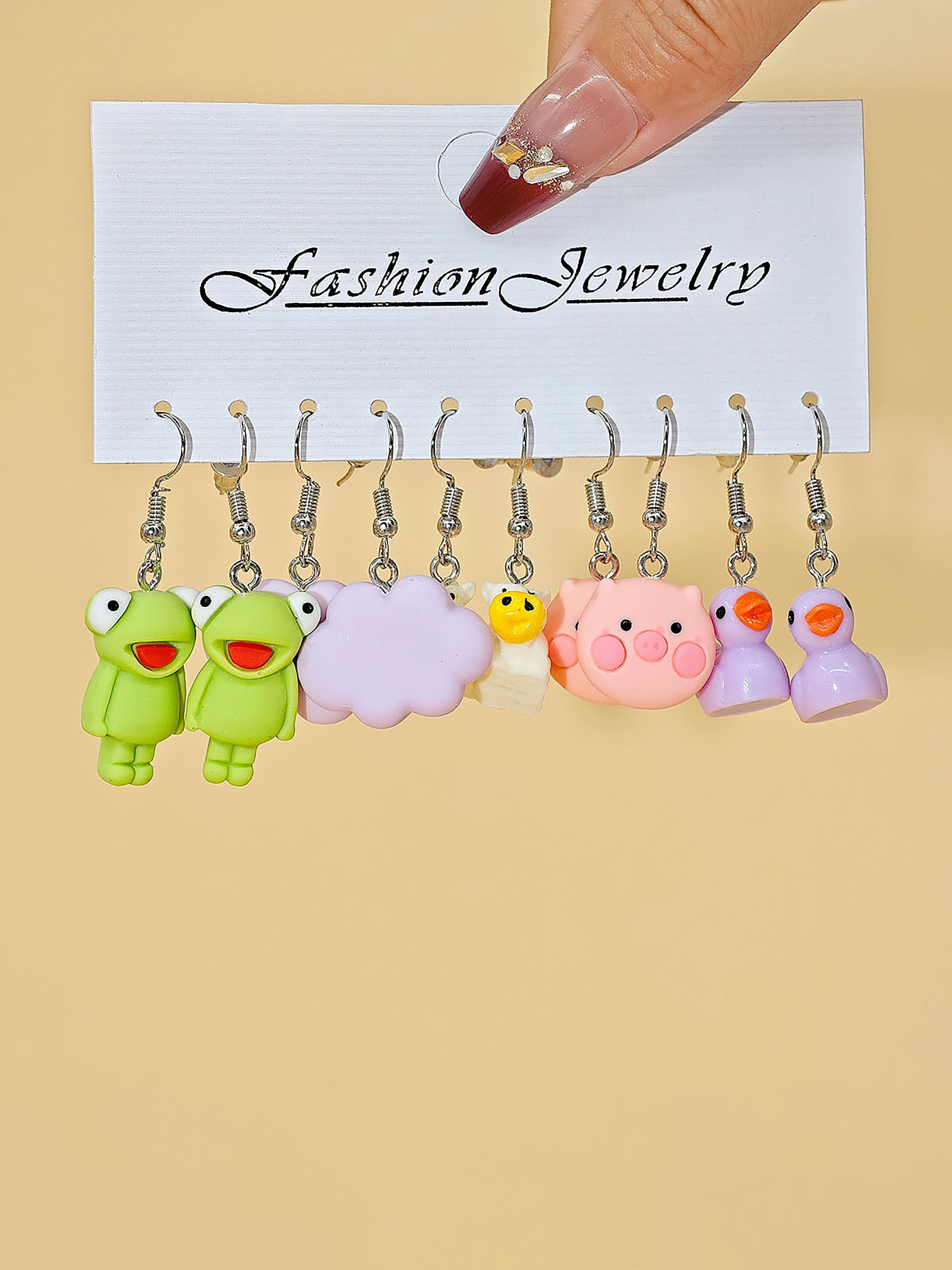 40pcs Colorful Women's Earring Set, Ocean Life Fruit Mini Style, Daily Wear Jewelry, Cute Design, Dangle Earrings, All Seasons