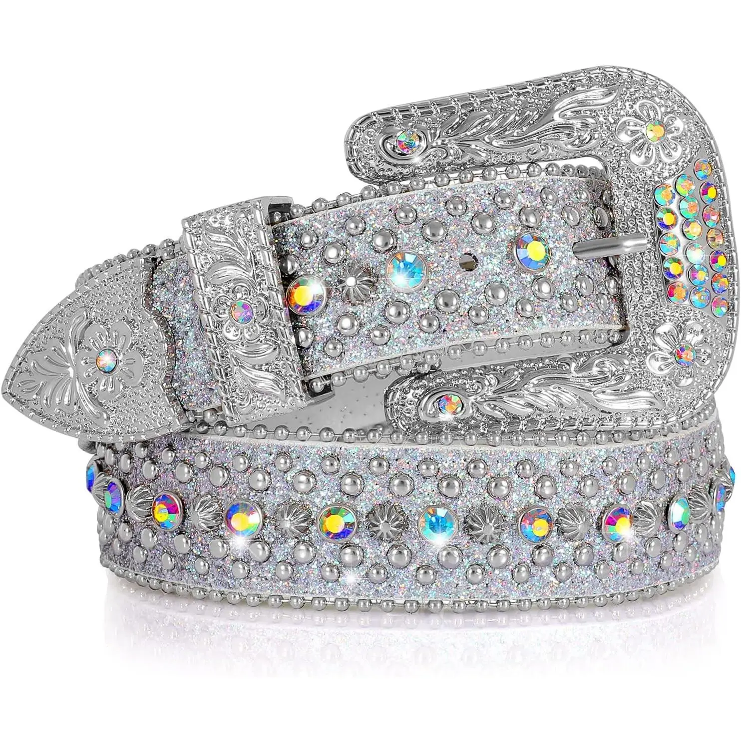 Men Women Rhinestone Western Belt Cowboy Cowgirl Crystal Diamond Studded Luxury Strap Belts