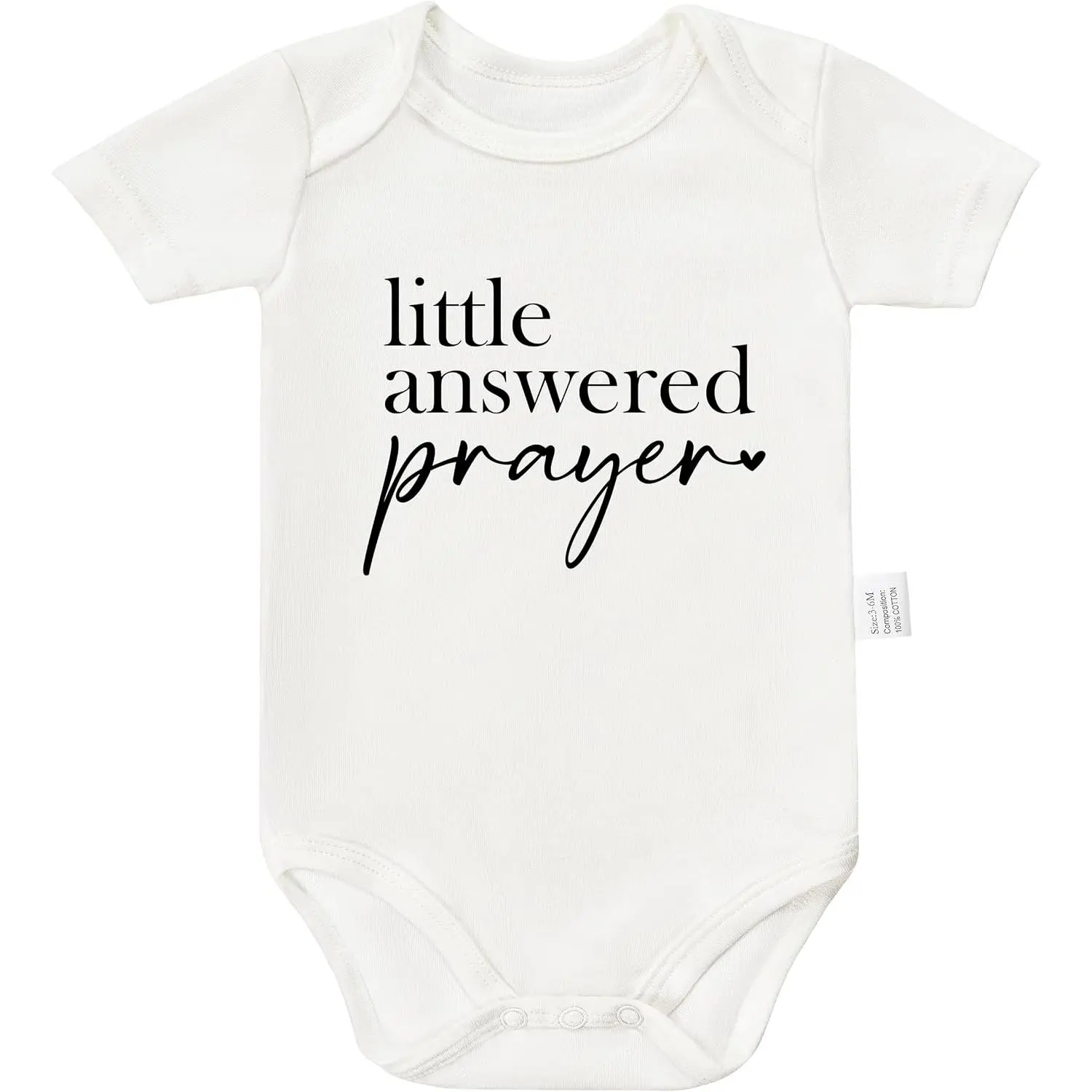 Unisex Ultra-Soft Cotton Hypoallergenic Rompers - Little Answered Prayer Bodysuit, Baby Pride Outfit, Short Sleeve Snappy Close Kids' Gender Neutral Tops for Boys & Girls