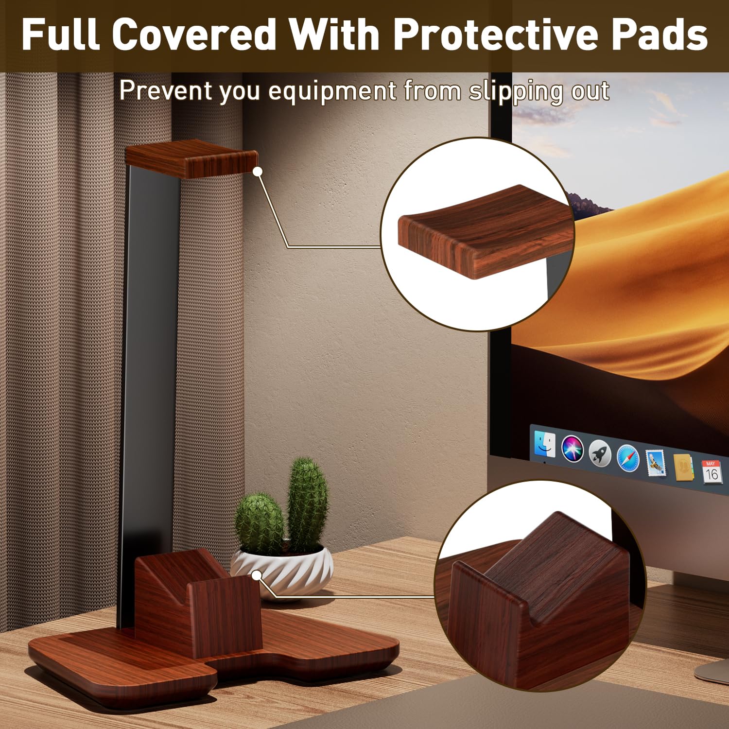 Wooden Game Controller Stand and Headset Holder, Desktop Organizer for Xbox Ps4 Ps5, Perfect Gift for Son Husband Boyfriend