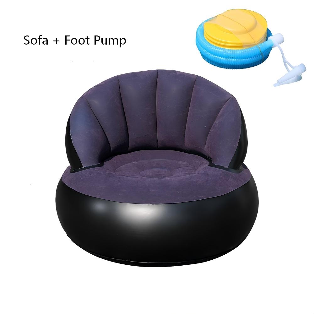 1 Person Portable Inflatable Lazy Sofa, Foldable Air Cushion Couch with Foot Pump, Space-Saving Modern Lounge Chair for Indoor Outdoor Use, Ideal for Camping, Dorm, Apartment, Easy Storage & Transport, Various Colors