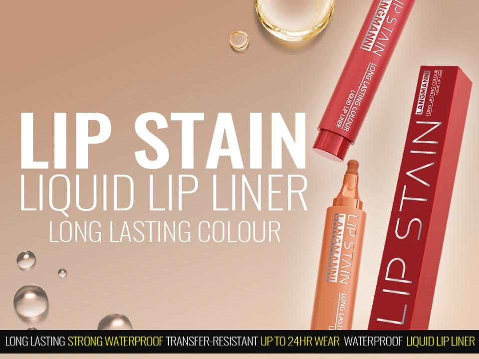 2-in-1 Lip Stain Liquid Lip Liner, Long Lasting Colour, Strong Waterproof, Transfer-Resistant, Up to 24hour Wear, Easy to Color, Not Clumping