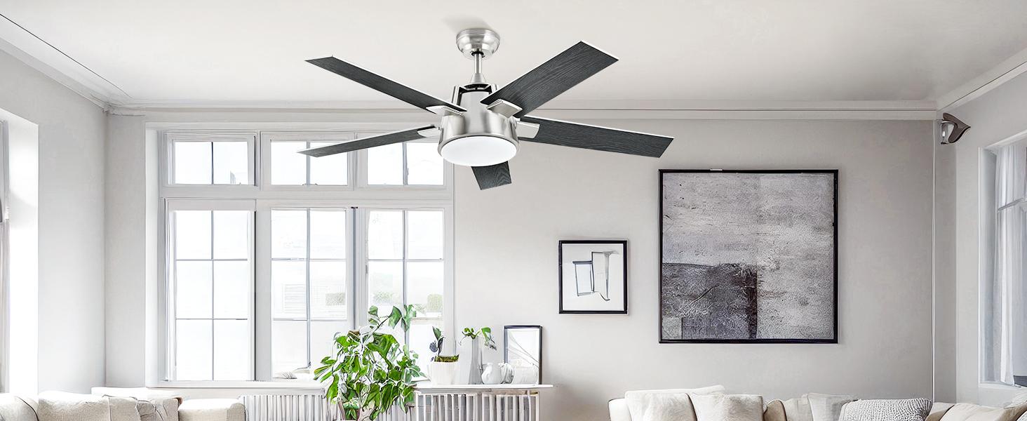 Yitahome 52'' Ceiling Fan with Light and Wall Switch Remote, Dimmable LED 3-Color Chandelier Lamp with Quiet Reversible Motor, for Bedroom, Living Room, Indoor, Outdoor