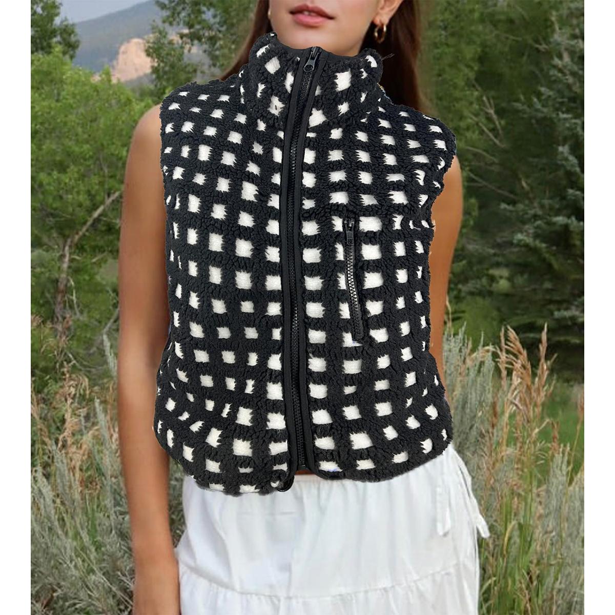 Buenoble Women's Blue Plaid Fleece Vest with Zip-Up Closure & Chest Pocket Soft Cozy Everyday Wear Gilet for Casual Outfits Clothes Girl White Checkered Tops Essential Fitted Womenswear Elegant Black Piece Buenoble Women's Blue Plaid Fleece Vest with Zip-Up Closure & Chest Pocket Soft Cozy Everyday Wear Gilet for Casual Outfits Clothes Girl White Checkered Tops Essential Fitted Womenswear Elegant Black Piece