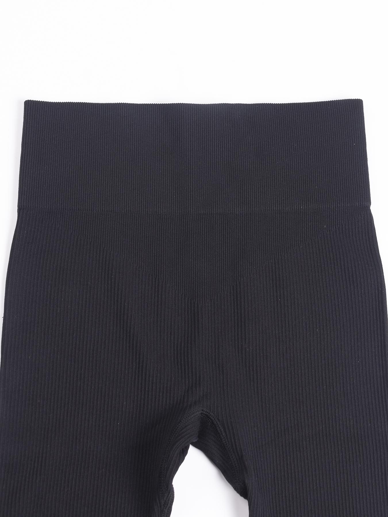 Women's Solid High Waist Sports Leggings, Sporty Comfy Breathable Ribbed Skinny Pants for Yoga Gym Workout, Ladies High Waisted Sportswear for All Seasons