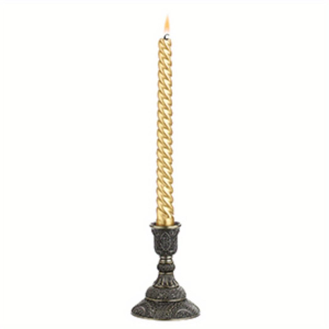 Set of 2 Vintage European Candle Holders - 3.9" Tall Metal Candlesticks with Exquisite Relief Patterns, Red/ Green Bronze/ Gold/ Silver/ Rose Gold Candelabra Table Centerpieces for Wedding Dining Home Decor, Vintage Candle Stand