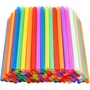 200 PCS Jumbo Smoothie Straws,Colorful Disposable Plastic Large Wide-mouthed Milkshake Straw (0.43" Diameter and 8.2" long) 8 colors mixed