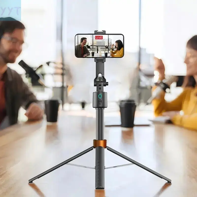 YYT1 Q13 AI Face Tracking Selfie Stick Tripod, Foldable Phone Holder Stabilizer with Bluetooth Remote & Selfie Light for iPhone/Android