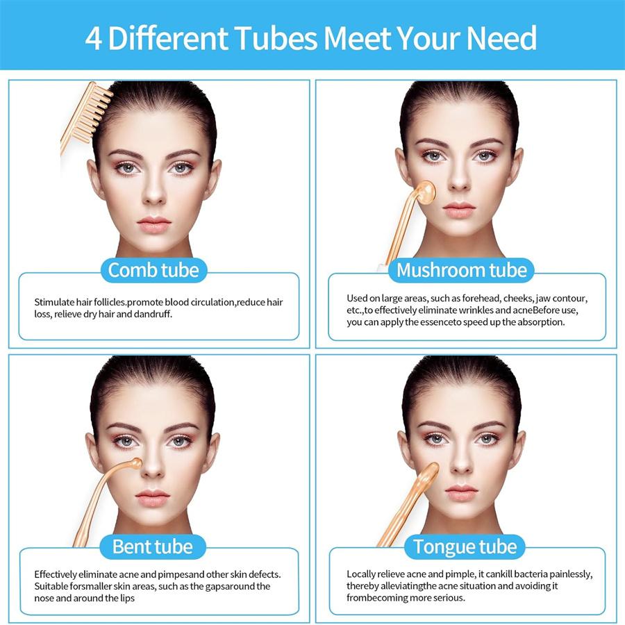 High Frequency Portable Beauty Set, Handheld High-Frequency Facial Skin Care Device, Home Use for Face Body Neck Hair Treatment