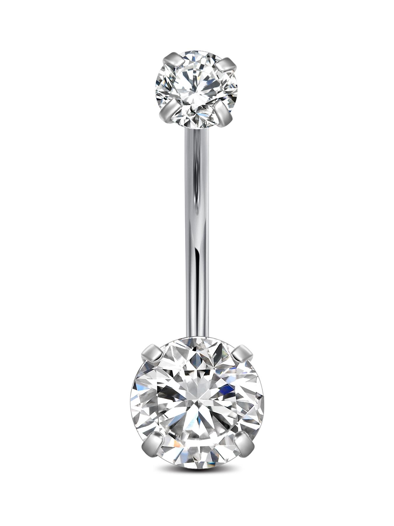 14Gauge Belly Button Rings, G23 Titanium Alloy Cubic Zirconia Navel Barbell Rings Body Piercing Jewelry 6/8/10/12/14/16mm