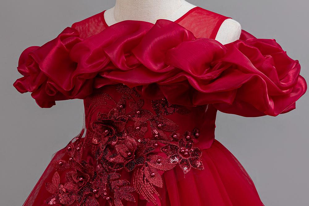 Girls Princess Dress Cloud Collar Tulle Gown with Train Birthday Party Flower Girl Christmas Pageant Puffy A-line Sparkle Luxury Custom Kids  Dress girl dress dress for girls girl  floral  dresses graduation dress kiddress elegant