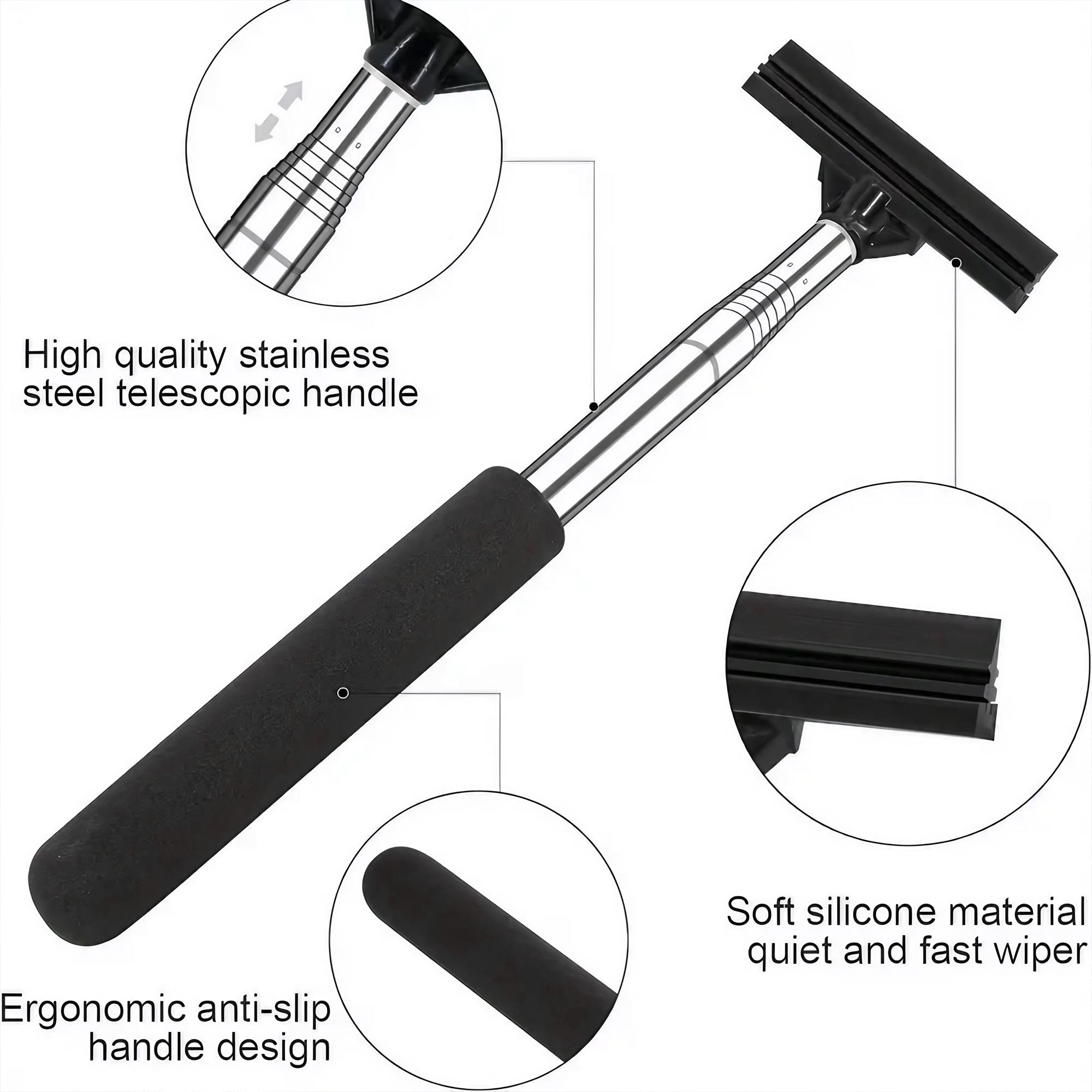 Manual Windshield Cleaning Wiper Portable Telescopic Car Glass Scraper Anti-Fog Water Remover Anti-Slip Emergency Driving Window Tool