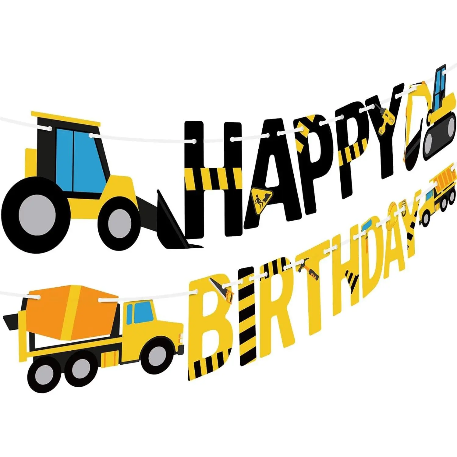 Construction Birthday Party Decorations Supplies for Boys 1st 2nd 3rd Happy Birthday Banner Garland Excavator Dump Truck Tractor Sign