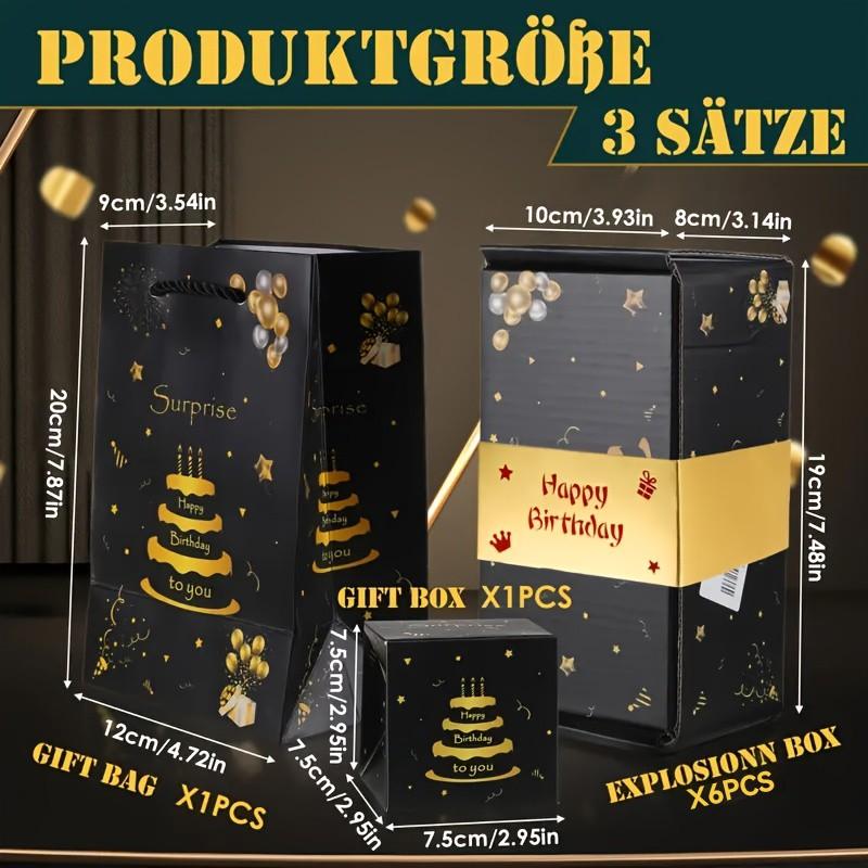 Birthday Surprise Gift Box Set, 6 Jumping Surprise Boxes, Fun Pop-Up Design, with Gold Accents, Valentine's Day or Special Occasion Gift, Unique Birthday Gifts, Party Favors