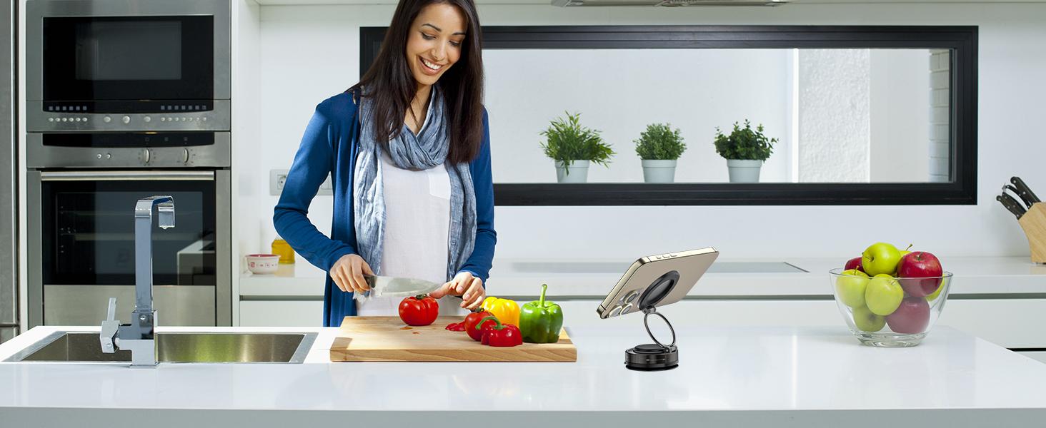 360° Vacuum Magnetic Phone Holder, Hands-Free Gym/Mirror/Shower/Smooth Surface, Strong Suction Cup Magnetic Car Phone Holder for All Smartphones & All Car Models adjustable