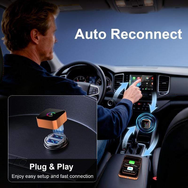 2026 New Orange CarPlay Wireless Adapter, Carplay Stick, compatible with iPhone/Android, fast connection, no delay, hands-free calling, electronic charger, high-quality material, perfect gift for boyfriend for Christmas or birthday