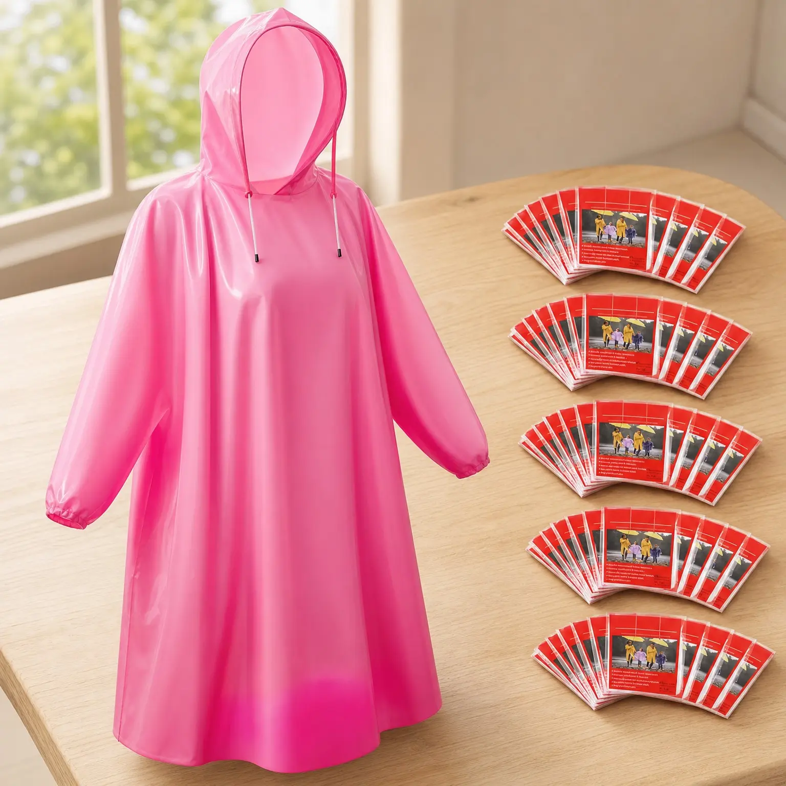 Bulk Disposable Rain Ponchos for Adults & Youth, Waterproof PE Raincoats with Drawstring, 6/20/50 Pack for Camping, Emergency, HikingGift