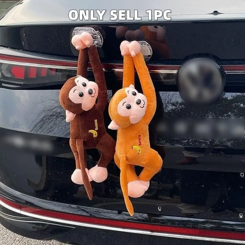 Car Rear Monkey Hanging Ornament, Long-Armed Monkey Plush Toy, Car Decoration, Soft Stuffed Animal, Perfect for Vehicle Accessories, Car Decor Gift