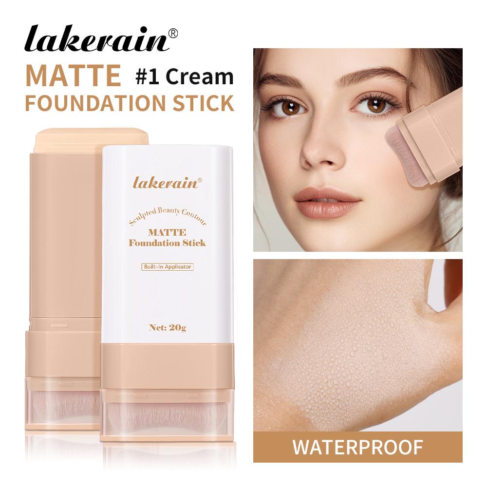 Face Base 3 in 1, Pore Minimizing Primer Stick + Multi-Use Concealer & Highlighter (Dual-Use) + Matte Foundation Stick with Brush, Long-Lasting Makeup Set, Waterproof & Sweat-proof, Full Coverage, Flawless Base Makeup Face Makeup Sets