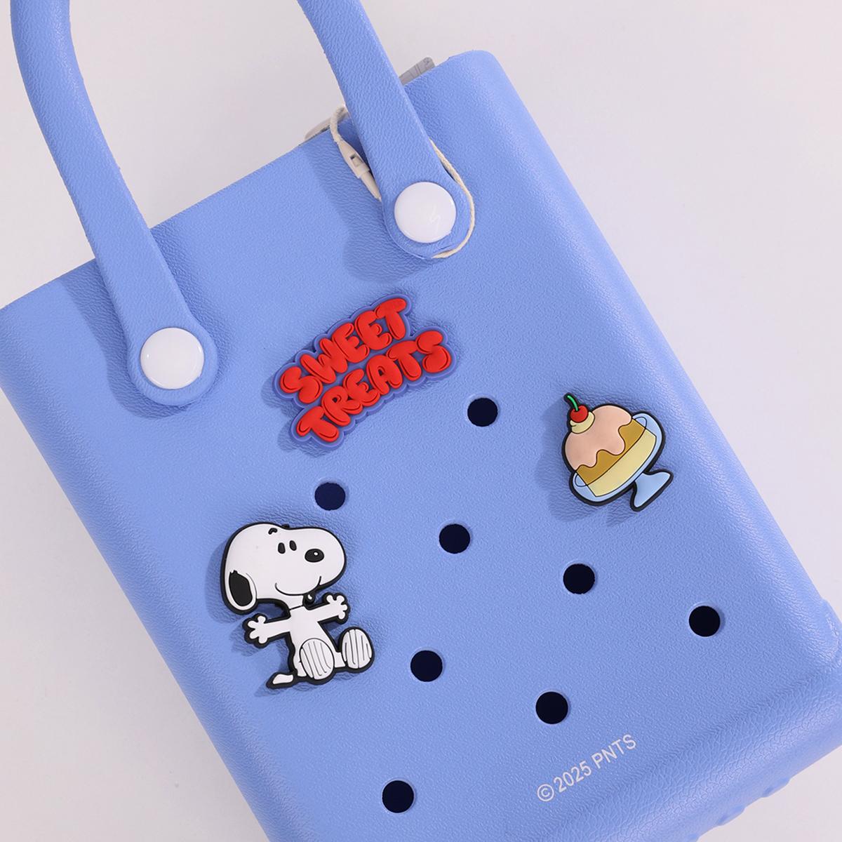 Snoopy Collection Holes Small Handheld Bag - Lightweight for Women, Cartoon Collab, Casual Outings, Easter Basket,Durable Lunch Bag for Girls with Cute Cartoon Collab Design,Hole Bags with a Hole Diameter of 1 cm