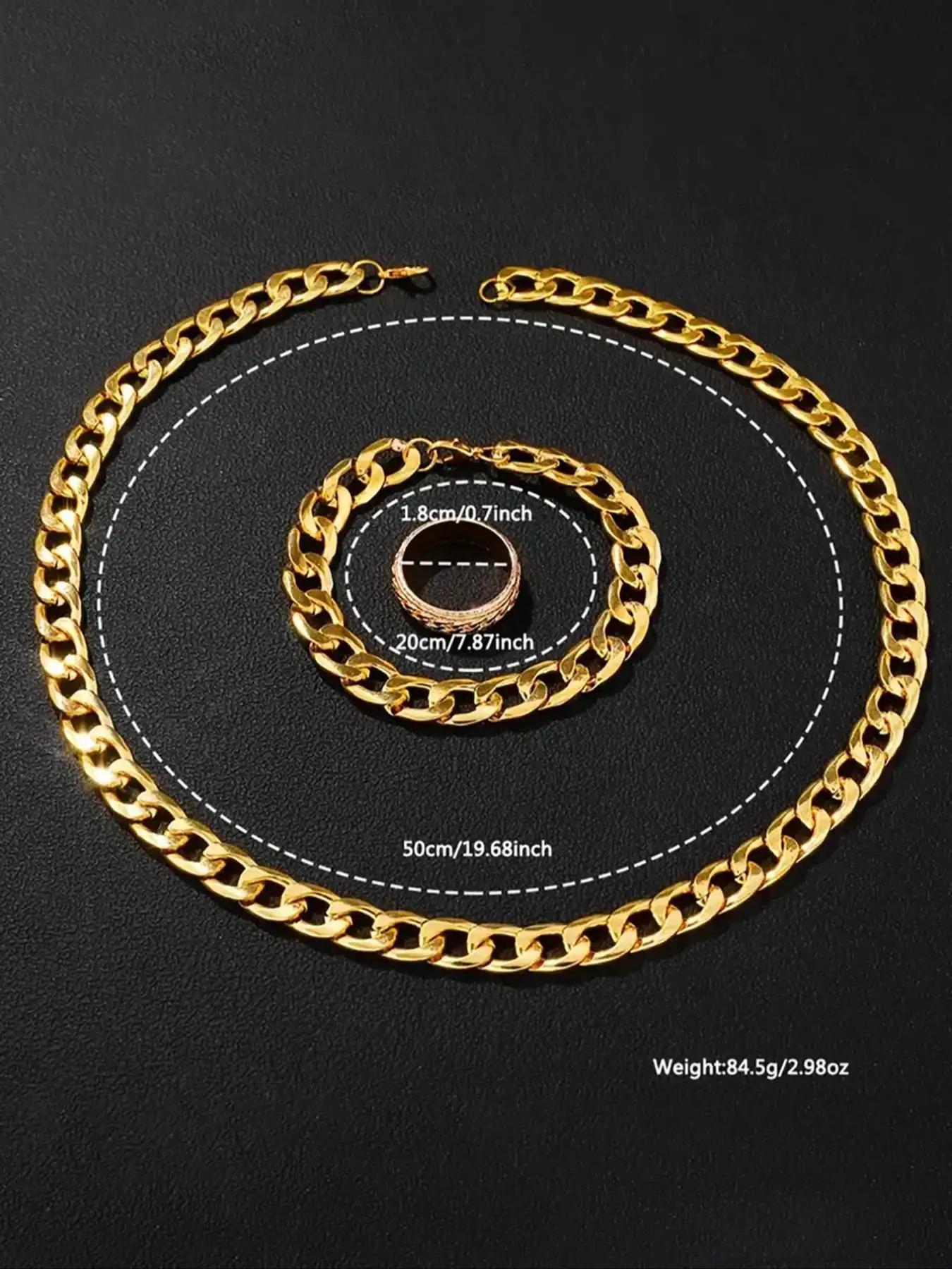 4-piece Fashion Men's Quartz Fashion Watch Set with Necklace, Bracelet Ring, Simulated Dial Design, Perfect Birthday Gift, Party Accessories, Box Not Included