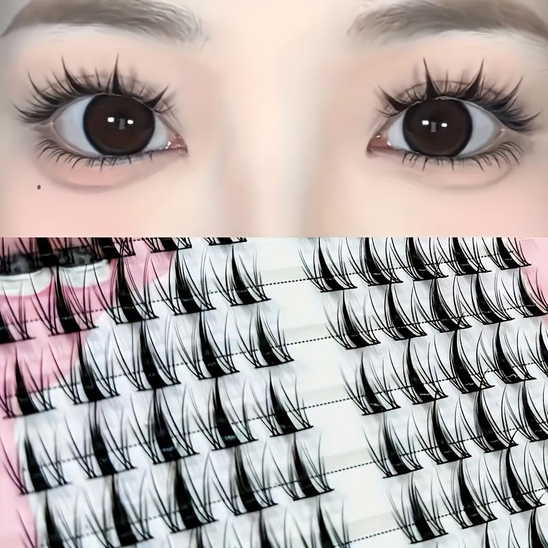 10 Rows Exquisite Black Anime Eyelash Kit - False Eyelashes with Adhesive and Sealer, Curler and Smear, Natural, Dynamic, Curling Design, Reusable for Beginners, DIY Length 10-13mm