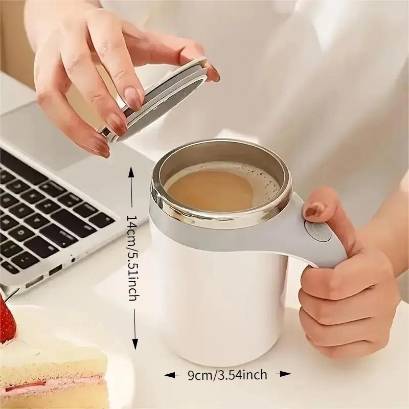 Coffeecup 380ML Electric Coffee Cup with Inert Rotating Magnet Design, Stainless Steel Automatic Stirrer, Reusable Travel Mug