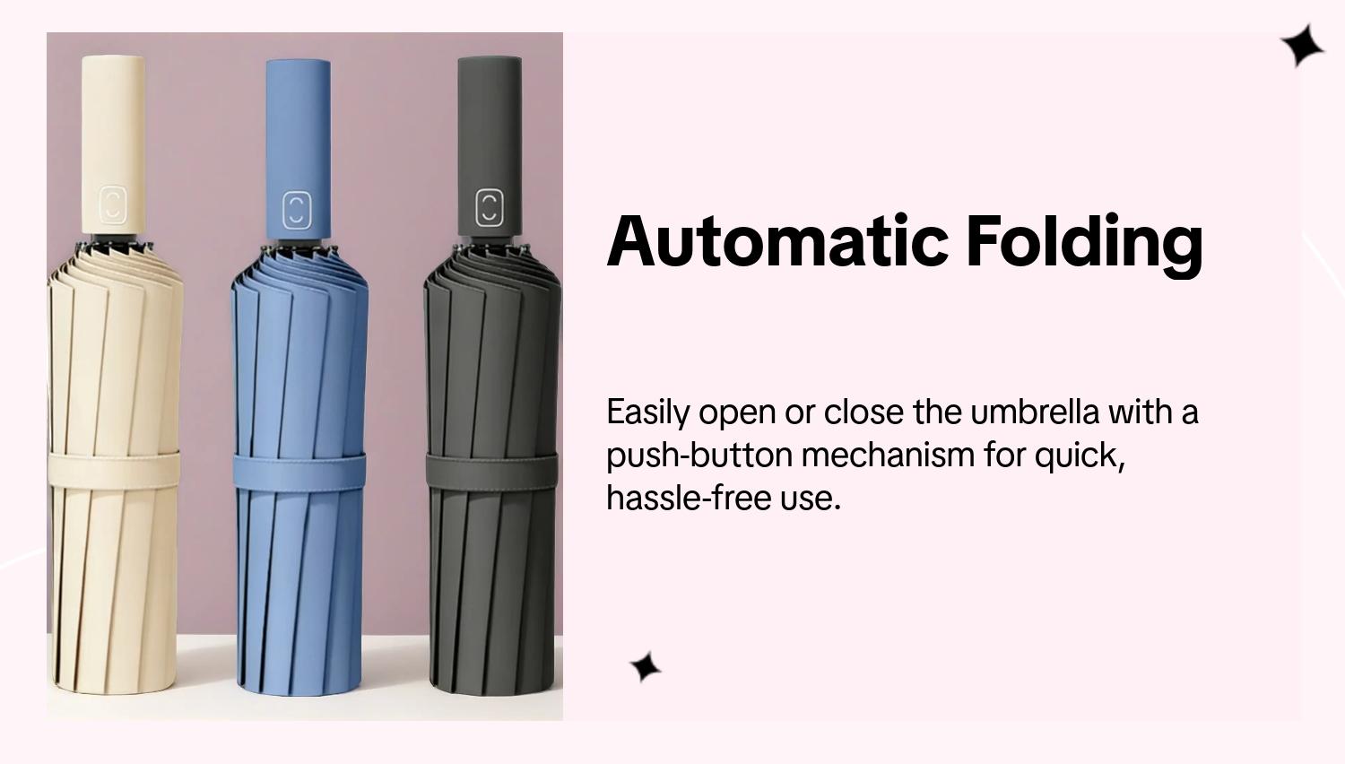 Automatic Folding Umbrella, Portable Pocket Umbrella for Rainy & Sunny Days, UV Protection Windproof Design, Wind Resistant Umbrella for Men Women