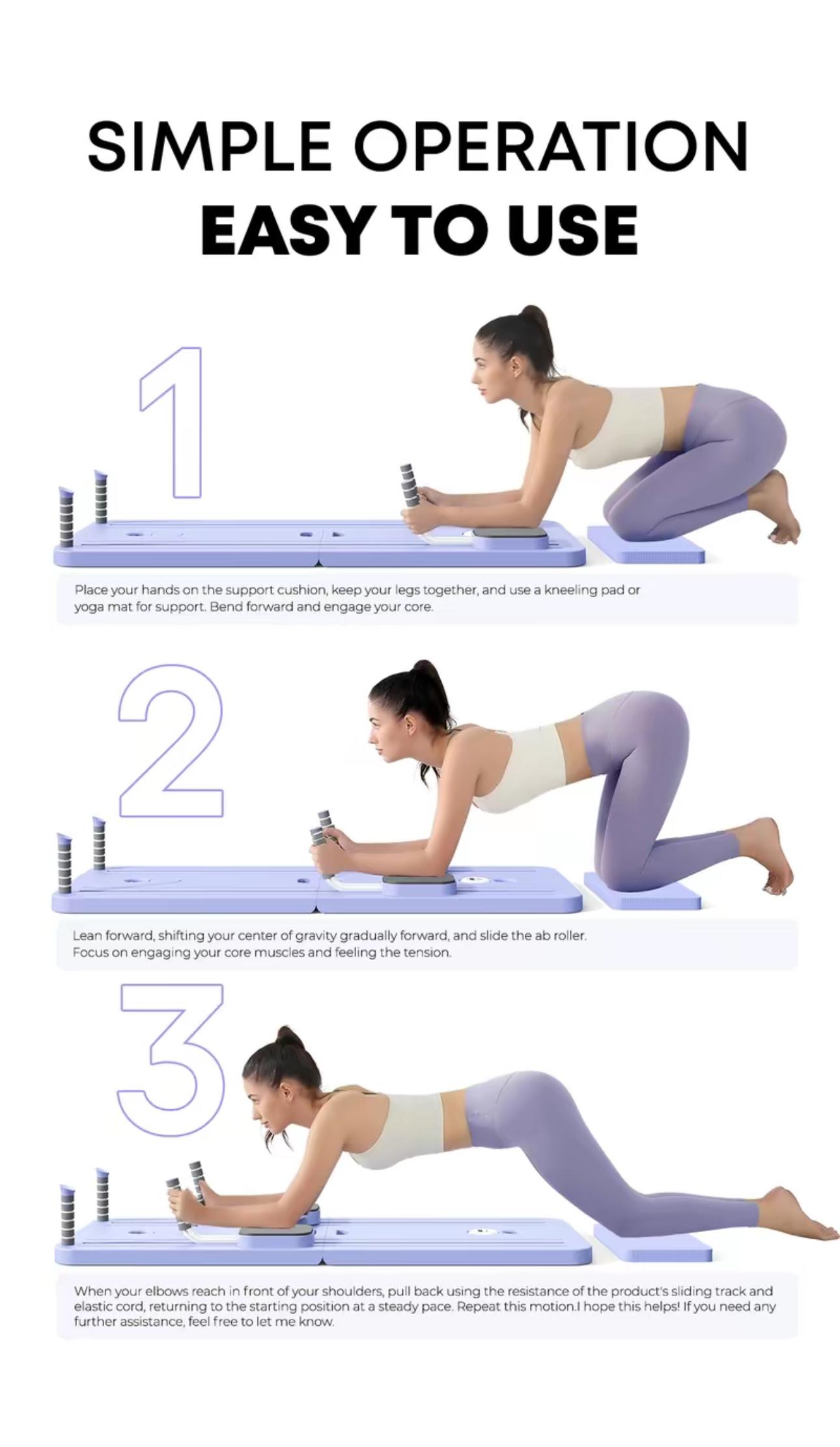 TerraGym Multi-Functional Ab Trainer is a foldable home Pilates board that comes with knee pads, a timer, and resistance bands. This 5-in-1 Pilates board is specifically designed for abdominal and core strength training. Pilates Equipment #SummerVibes Ab
