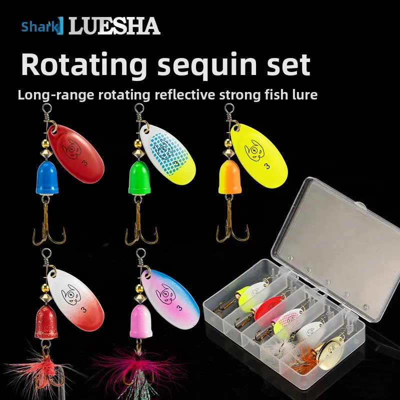 5 Pack Rotating Spinnerbait Set Casting Metal Blade Lures Spinner Lures for Bass Trout Fishing
