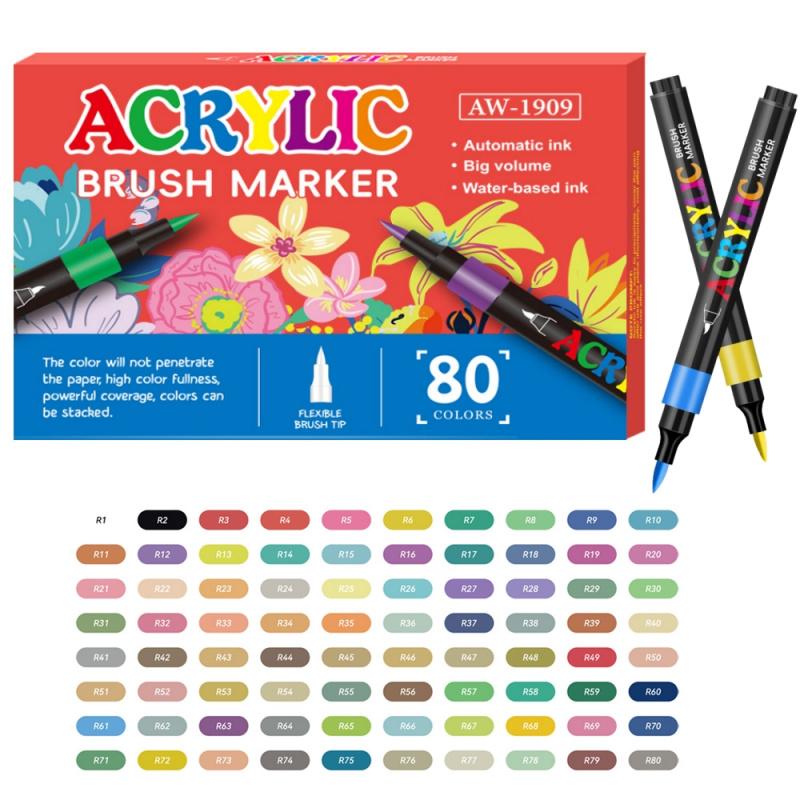 Acrylic Paint Pens Markers,Soft Brush Tips - Quick-Dry Professional Art Markers for Rock Painting, Canvas, Wood, Glass, Ceramic, Fabric, Plastic, Egg & Scrapbook. Paint Markers
