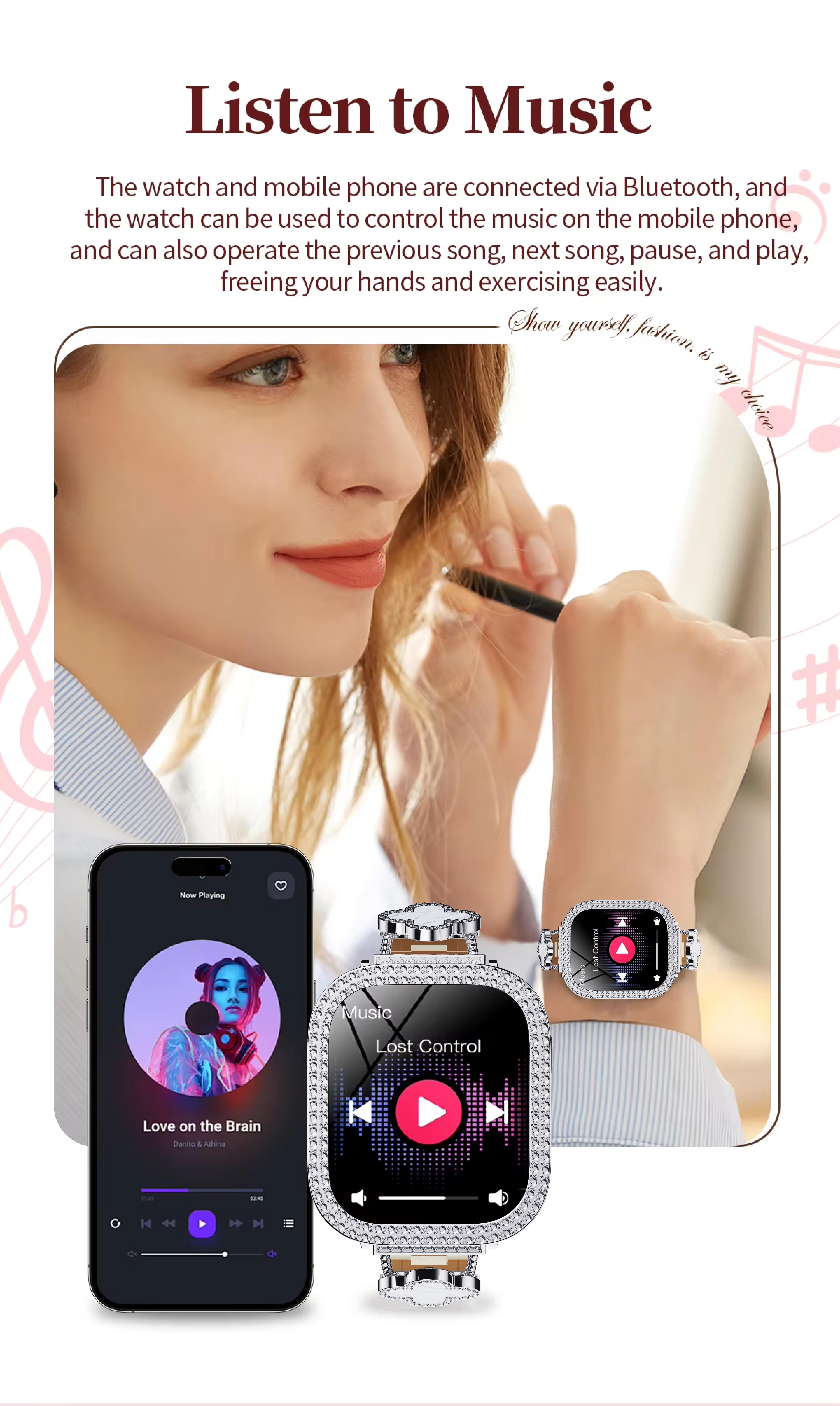 2026 Fashion Diamonds Smart Watch, Perfect Valentine's Day Gift for Men Women, Touch Screen Fitness Watch with DIY Dial, Answer/Make Call/Message, 100+ Sport Modes, Activity Tracker for iPhone Android, Royal Gold 2026 Fashion Diamonds Smart Watch, Perfect Valentine's Day Gift for Men Women, Touch Screen Fitness Watch with DIY Dial, Answer/Make Call/Message, 100+ Sport Modes, Activity Tracker for iPhone Android, Royal Gold