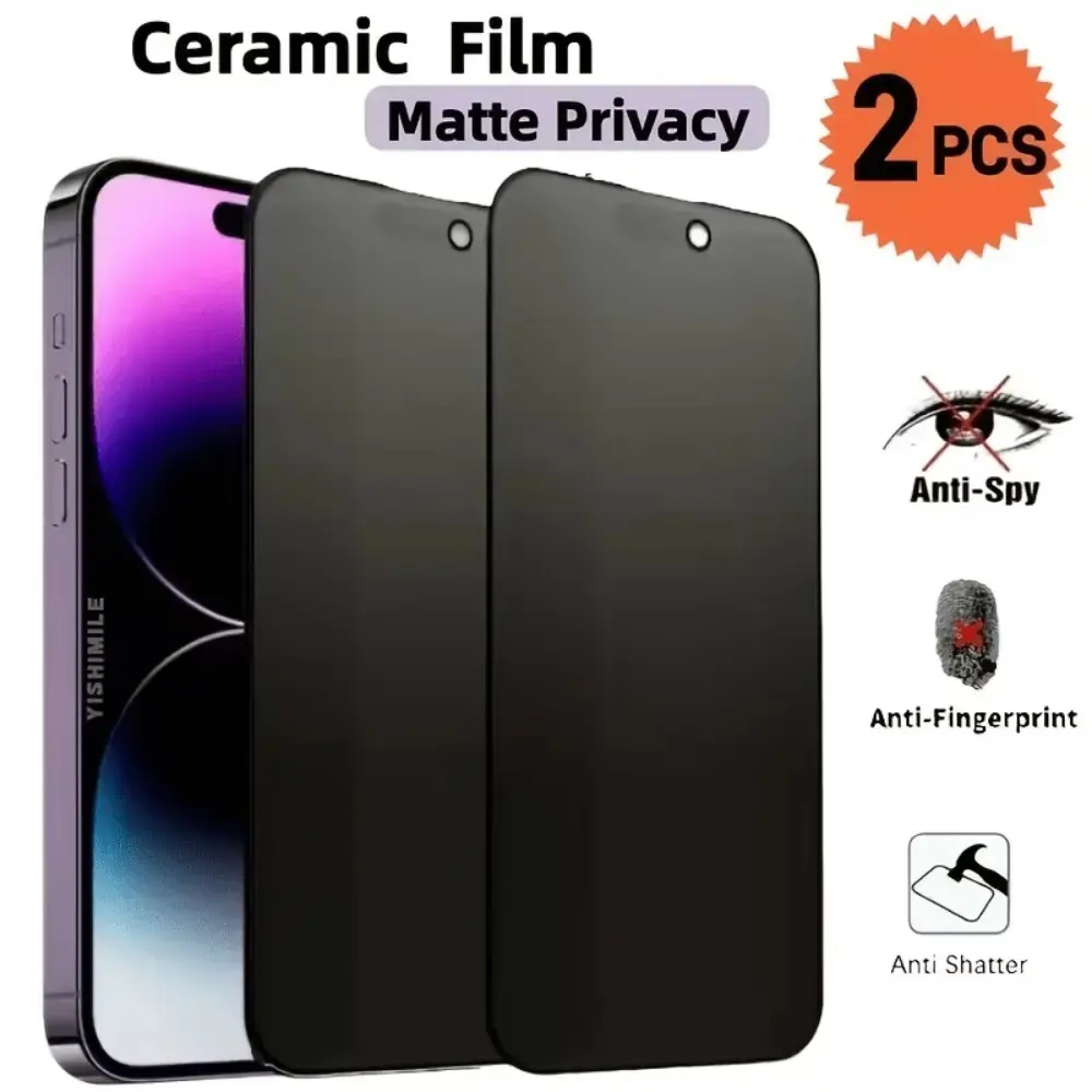 2pcs Matte Privacy Tempered Glass Screen Protector for iPhone 17 Pro Max/17 Pro/17/16 Plus - Smartphone Protective Phone Accessory, Auto Dust Removal, No Bubbles, Anti-Spy, Easy Installation