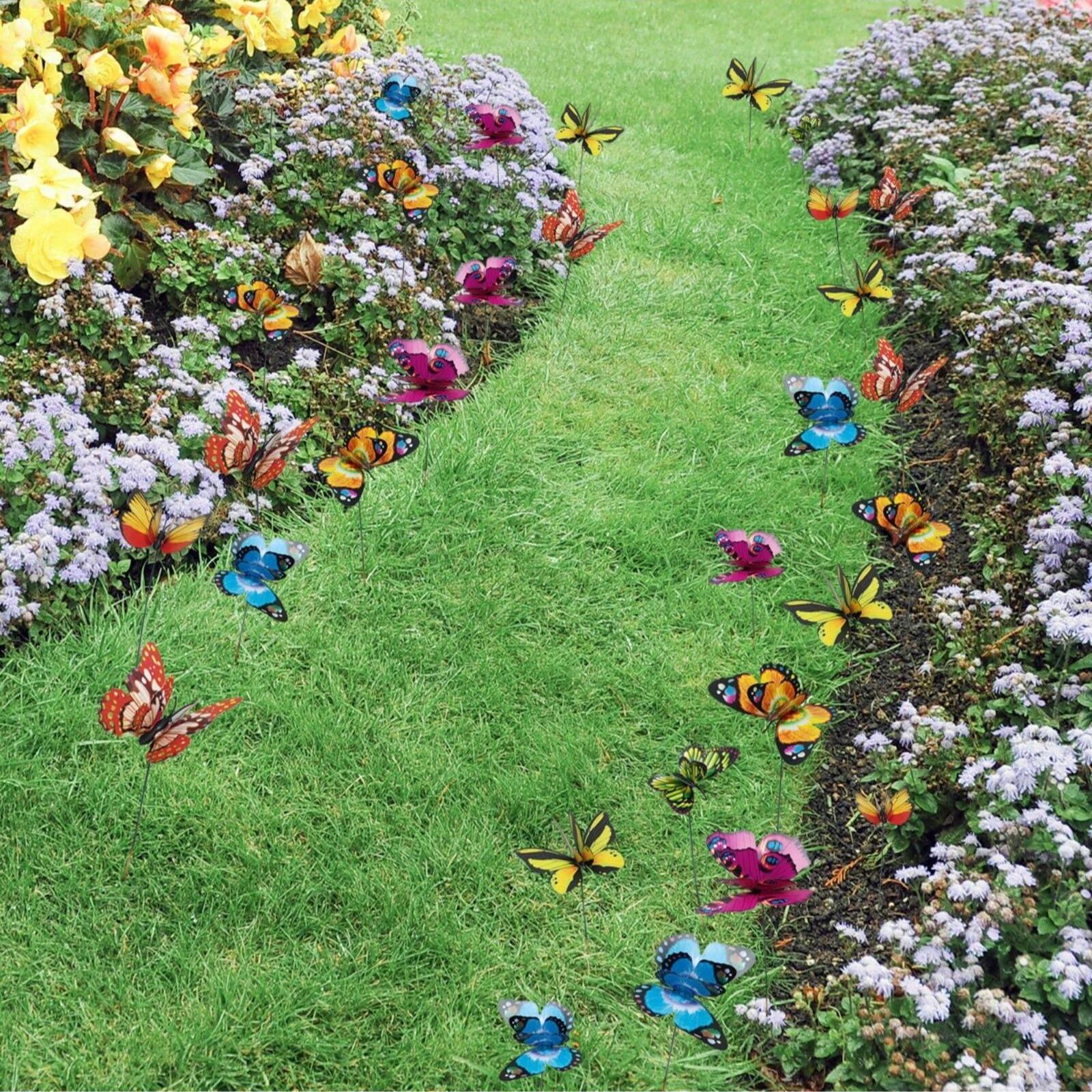 10-Piece Colorful Garden Butterfly Decorative Stakes, Waterproof Butterfly Garden Decoration, 3D Butterfly Party Decorations