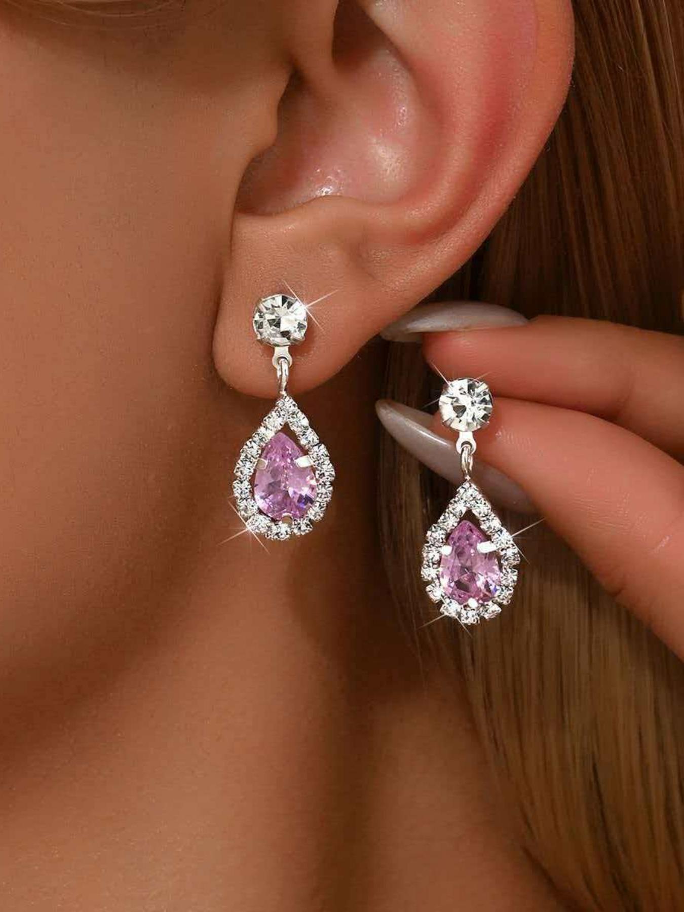 Luxury Teardrop Crystal Drop Earrings for Women, Sparkling Rhinestone Dangle Earrings, Elegant Bridal Wedding Jewelry, Party Prom Gift