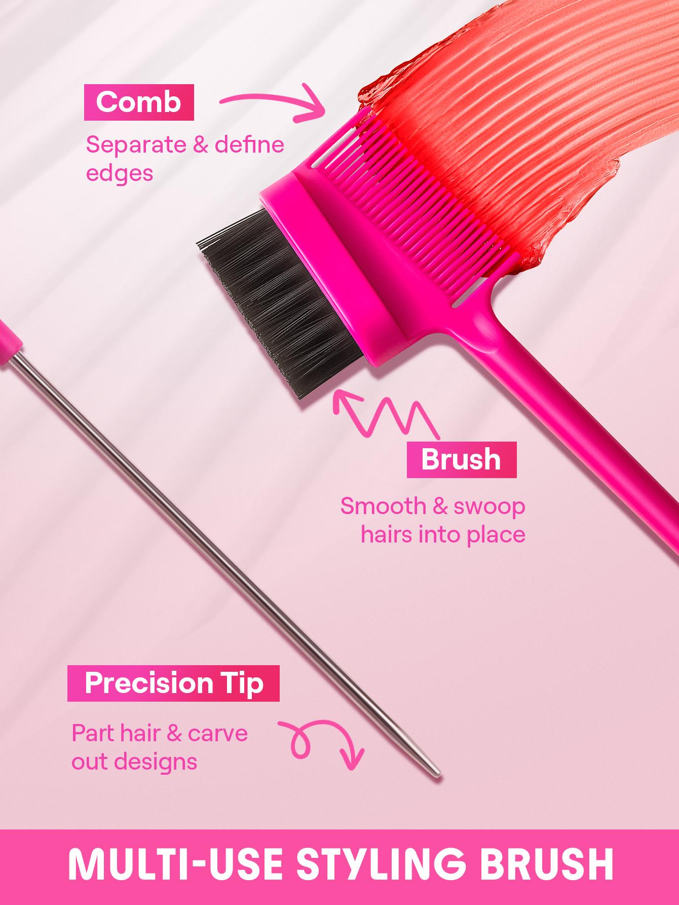 SHEGLAM HAIR Locked in Edge Bestie 3-In-1 Styling Tool,Hair Edge Brush With Tail Comb,Styling Brush,Smooth Baby Hairs,Part & Style,Multi-Use Styling Brush,Double Sided Control Hair Comb ,Lasting Hold For All-Day Wear-Effortlessbeauty-Hairhack