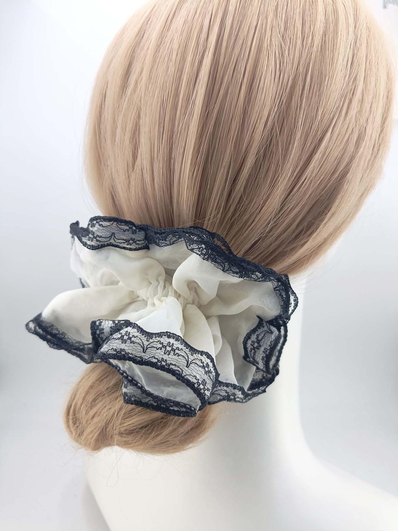 1PC Elegant Lace Edged Mesh Hair Tie, Double Layered Design, Perfect for Dates, Parties, and Events, Sexy and Chic Accessory