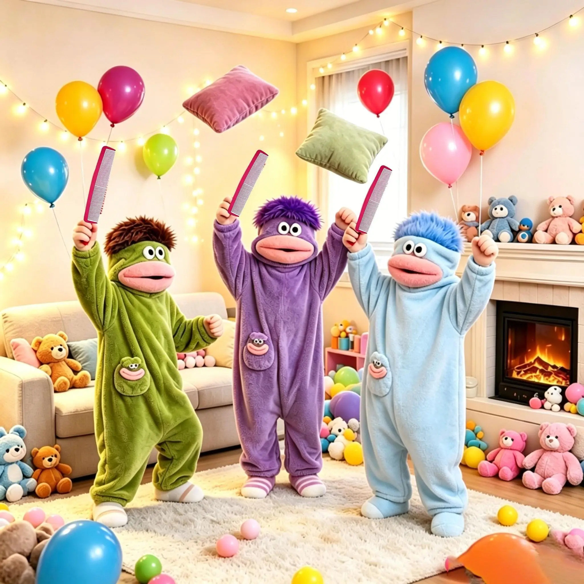 Kids' & Adults' Soft Flannel Fleece Animal Kigurumi Pajamas - Ugly Cute Big Mouth Monster Plush Hooded Jumpsuit, All-Seasons Loose-Fit Long-Sleeve Wearable Blanket with Pockets for Halloween Cosplay (No Shoes/Comb)