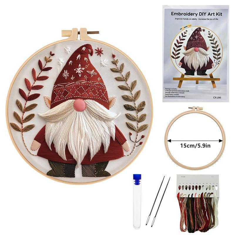Christmas Holiday Craft Embroidery Kit for Adults - Stainless Steel Needle DIY Cross Stitch Set on Fabric, English Guide Included, Handmade Needlework Decor (Sports & Outdoor Fan Shop Gaming Craft)