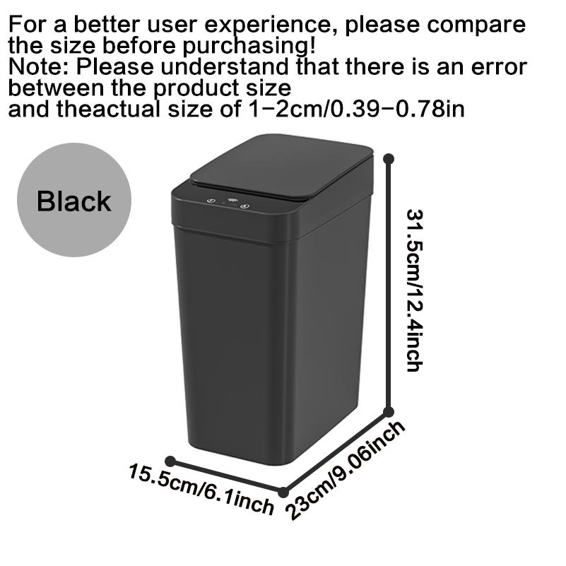 1-3 Pack Black Automatic Small Bathroom Trash Can with Lid —— 3.1 Gallon Touch-Free Intelligent Garbage Bin, Touchless Trash Can with Motion Sensor, Slim Dog-Proof Wastebasket, Plastic Wastebasket for Bedroom, Office, Kitchen