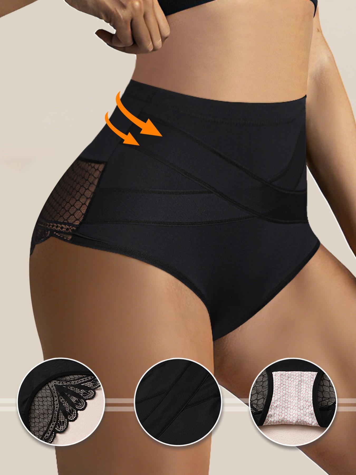 1Pc Lace Briefs Tummy Control Shapewear High Waist Panties Women's Lace Slimming Body Waist Trainer Underwear Sheath Flat Belly Panty Woman Butt Lifter Lingerie Shorts for Women