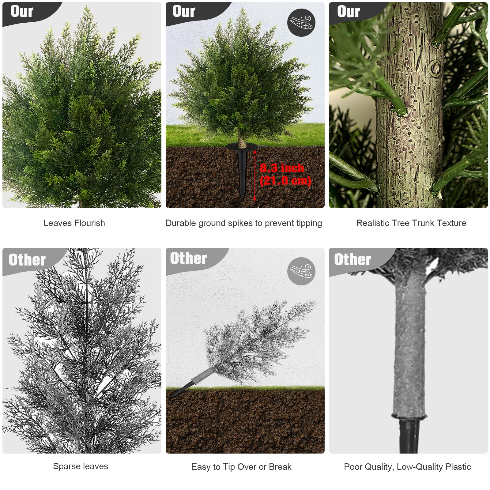 2Pack Artificial In-Ground Cedar Cypress Boxwood Circular Courtyard Garden Front Porch Staircase Original Decoration faux plants Ornaments Decorative Fruit