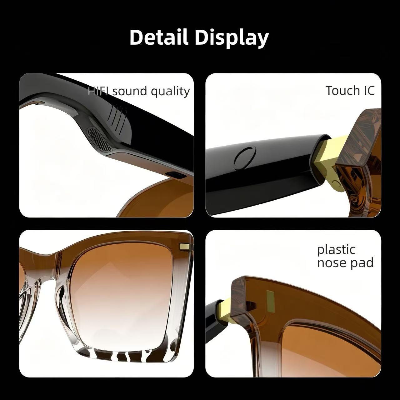 Half Frame Smart Bluetooth-compatible Sunglasses, Hands-Free Call Touch Control, Anti-Glare Lenses, Daily Commute Driving Glasses