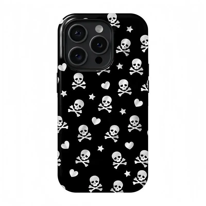 Aesthetic Skull Durable Smartphone Casing - Shockproof Cover Phone Accessory for iPhone 17 ProMax, 16 ProMax/Pro/Plus, 15/14/13 Multi-Model Devices, Less Worry Ideal Gift