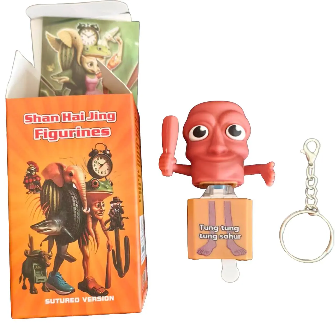 Funny Italian Brainrot Tung Tung Sahur Realistic Sound Keychain, Viral Stress Relief Press-Button Fidget Toy Gift for Adults and Kids