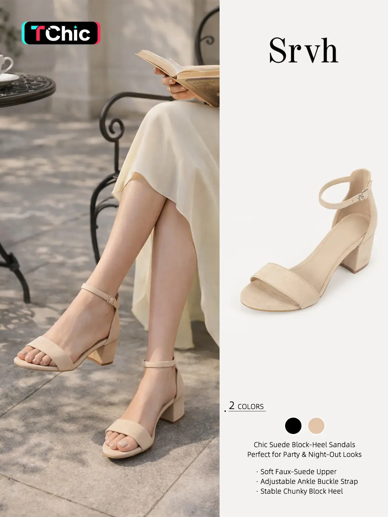 Women’s Summer Style Faux Suede Ankle Strap Block Heel Sandals,Open Toe Minimalist Chunky Heel Dressy Sandals, Standard Fit, Elegant Party Shoes for Weddings, Events & Night Out, Plain Sandals