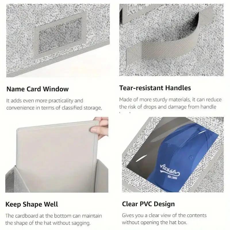 Stackable Hat Storage Boxes for Baseball Caps, Holds Up to 24 Hats, Durable Cardboard Box for Men, Classic Style, Wardrobe Organizer