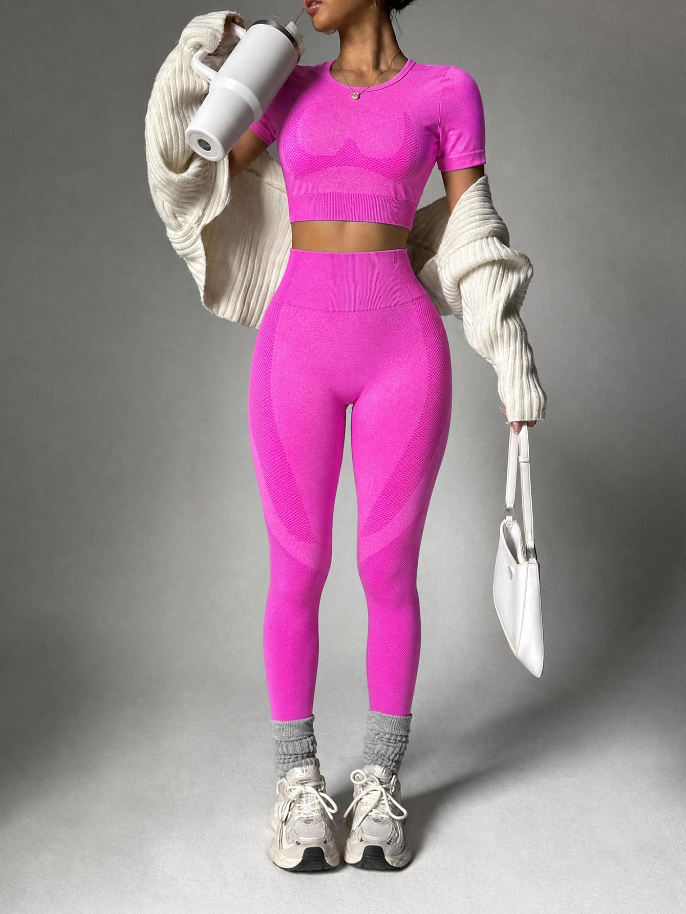 Summer Seamless Yoga Set, High Waist Solid Color Sleeveless Sports Pants, Breathable Compression Wear for All Seasons, Seamless Gym Set, Seamless Yoga Outfits, Seamless Yoga Sportswear