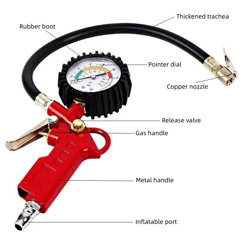 High Precision Tire Pressure Gauge, 250psi Dual Dial, Essential Car Maintenance Tool for Car Owners and Cyclists, Must-Have Device, Air Pressure Gauge for Tires