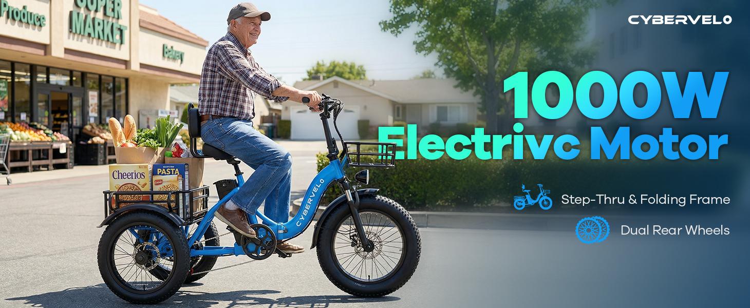 Electric bicycle for adults , three wheels electric bicycle, 48V20.8 Ah large removable battery ,20inch bike with basket ,bicycle for comment  beach  man womens  all terrain , one year warrenty  ,Cybervelo ebike C16